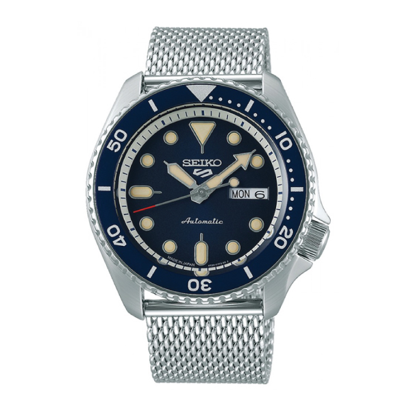 [Watchspree] [JDM] Seiko 5 Sports (Japan Made) Automatic Silver Stainless Steel Band Watch SBSA015 SBSA015J