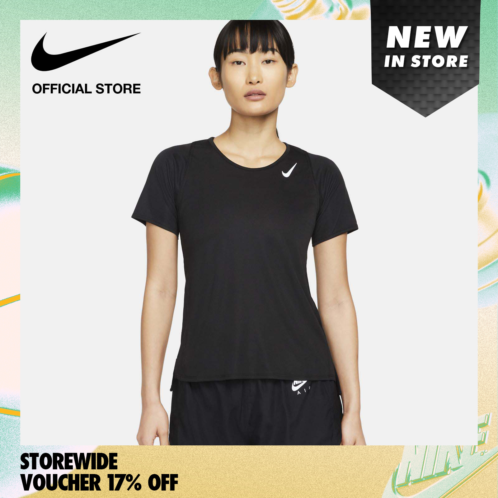 Nike Women's Dri-FIT Race Short-Sleeve Running Top - Black